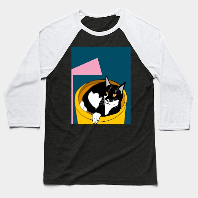 Cute Tuxedo Cat laying in a fruit bowl.  Copyright TeAnne Baseball T-Shirt by TeAnne